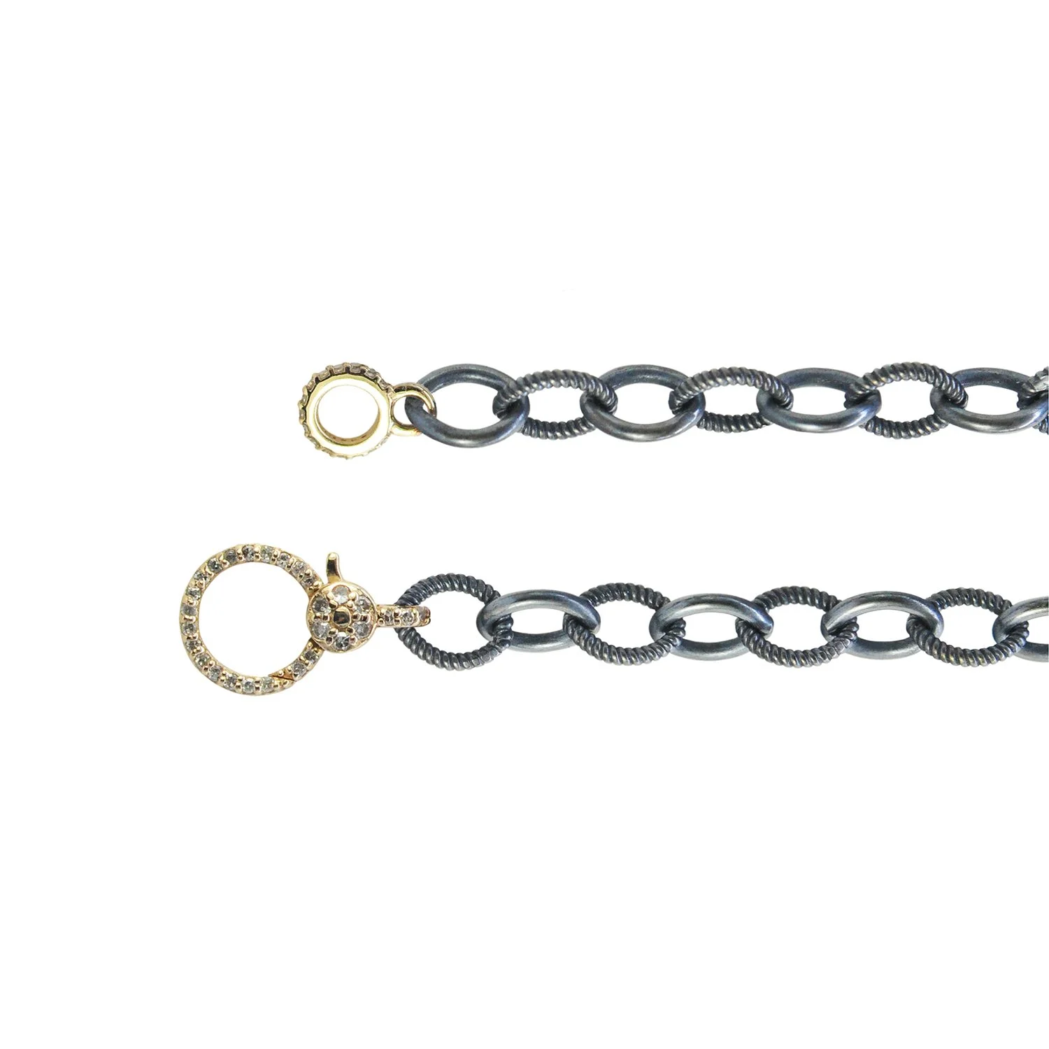 Handmade Oval Link Oxidized Silver Chain with Oxidized Silver